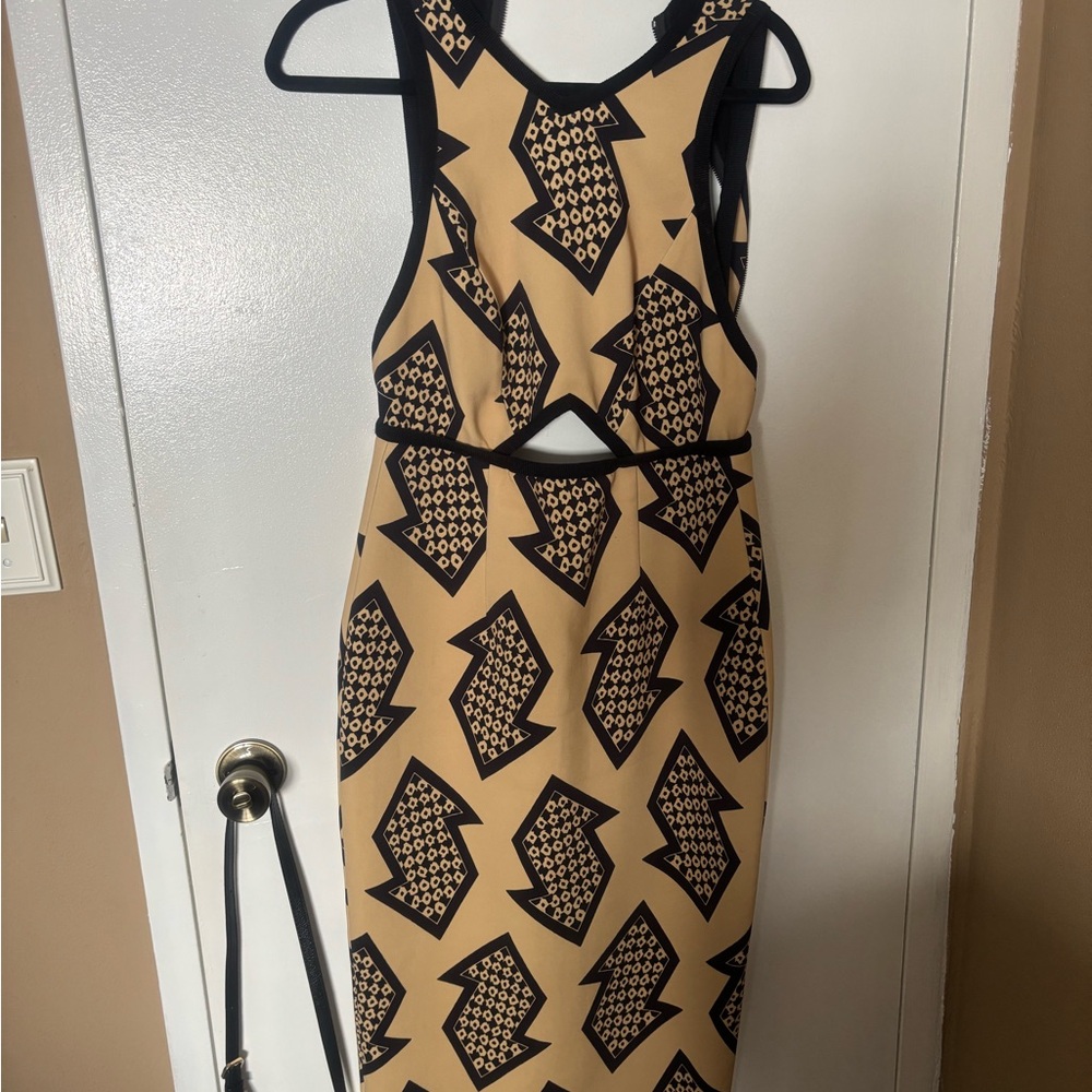 Manning Cartell Tan and Black Backless Dress